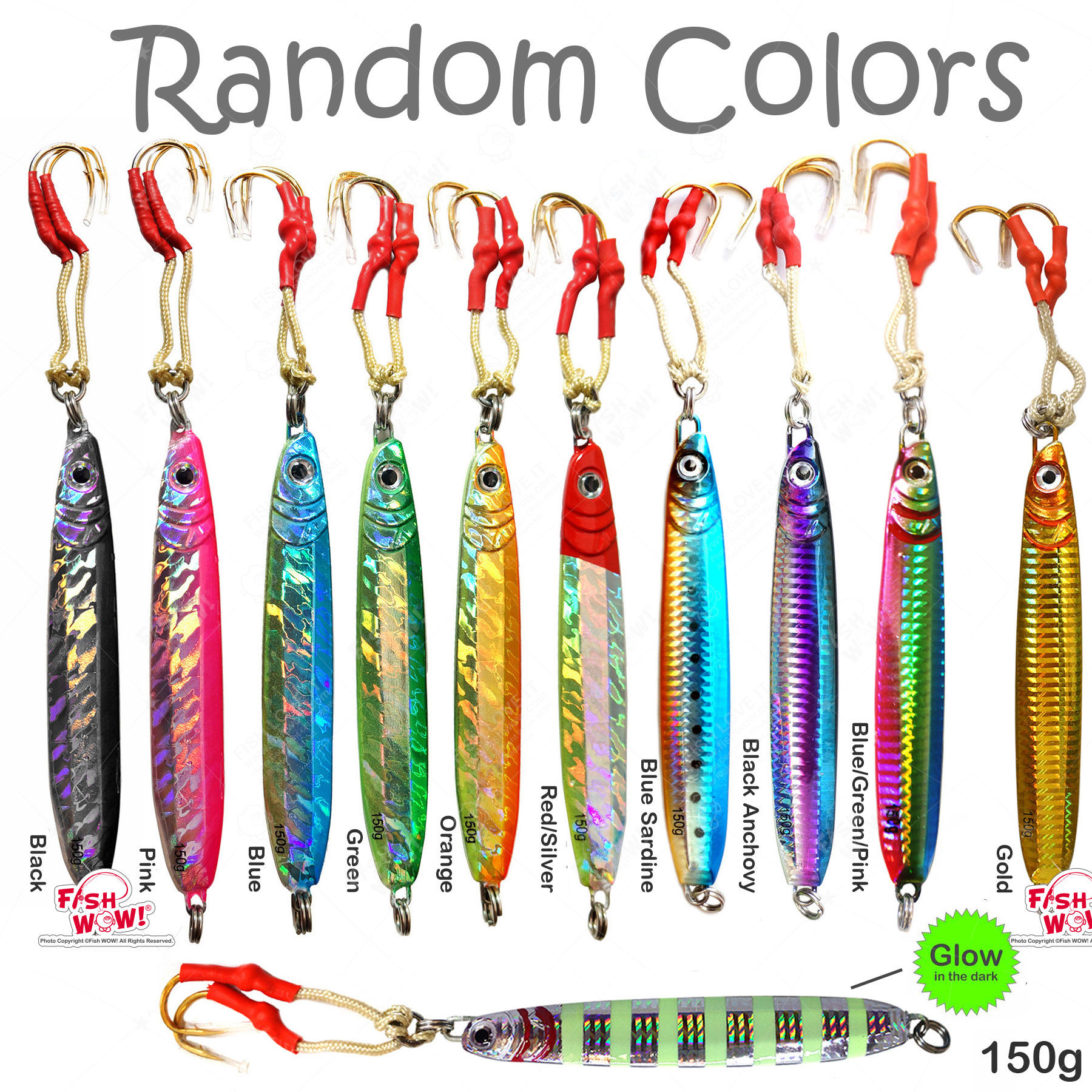 150g Vertical Jig Random Colors - 10 pieces