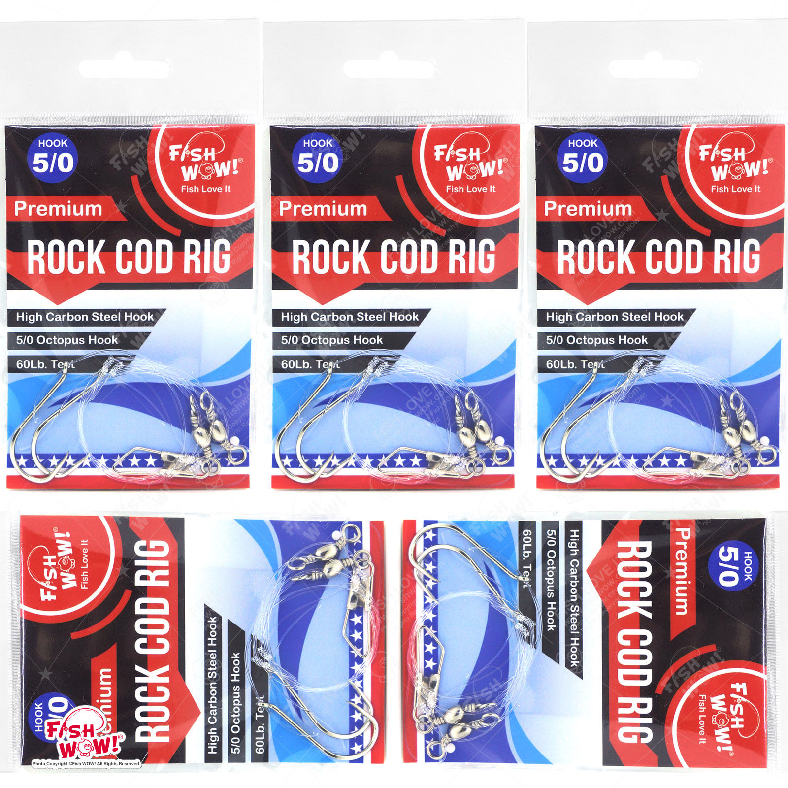 5/0 Fishing Rock Cod Rig - 5 packs