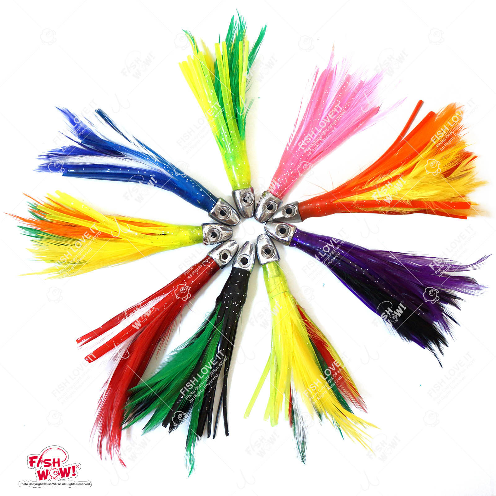 4" Mini Feather 1/2oz Bullet Chrome Head Trolling Tuna Lure Squid Skirts