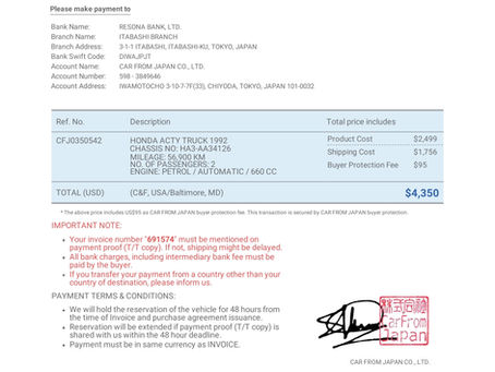 Example Import Documents for Kei Import