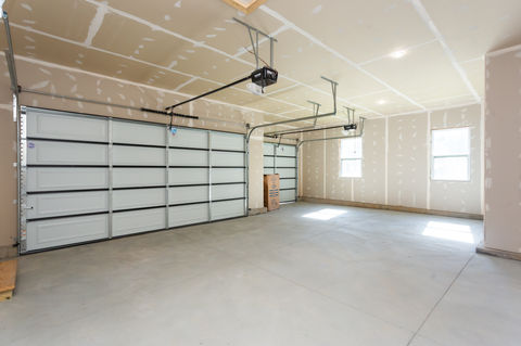 New two-car garage interior