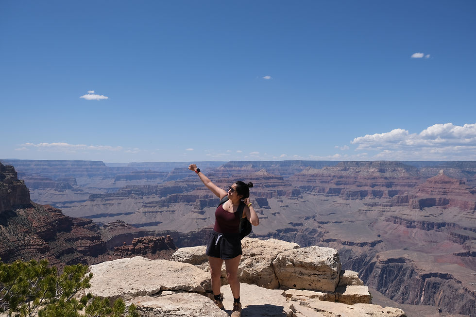 A girl standing at the top of the grand canyon.