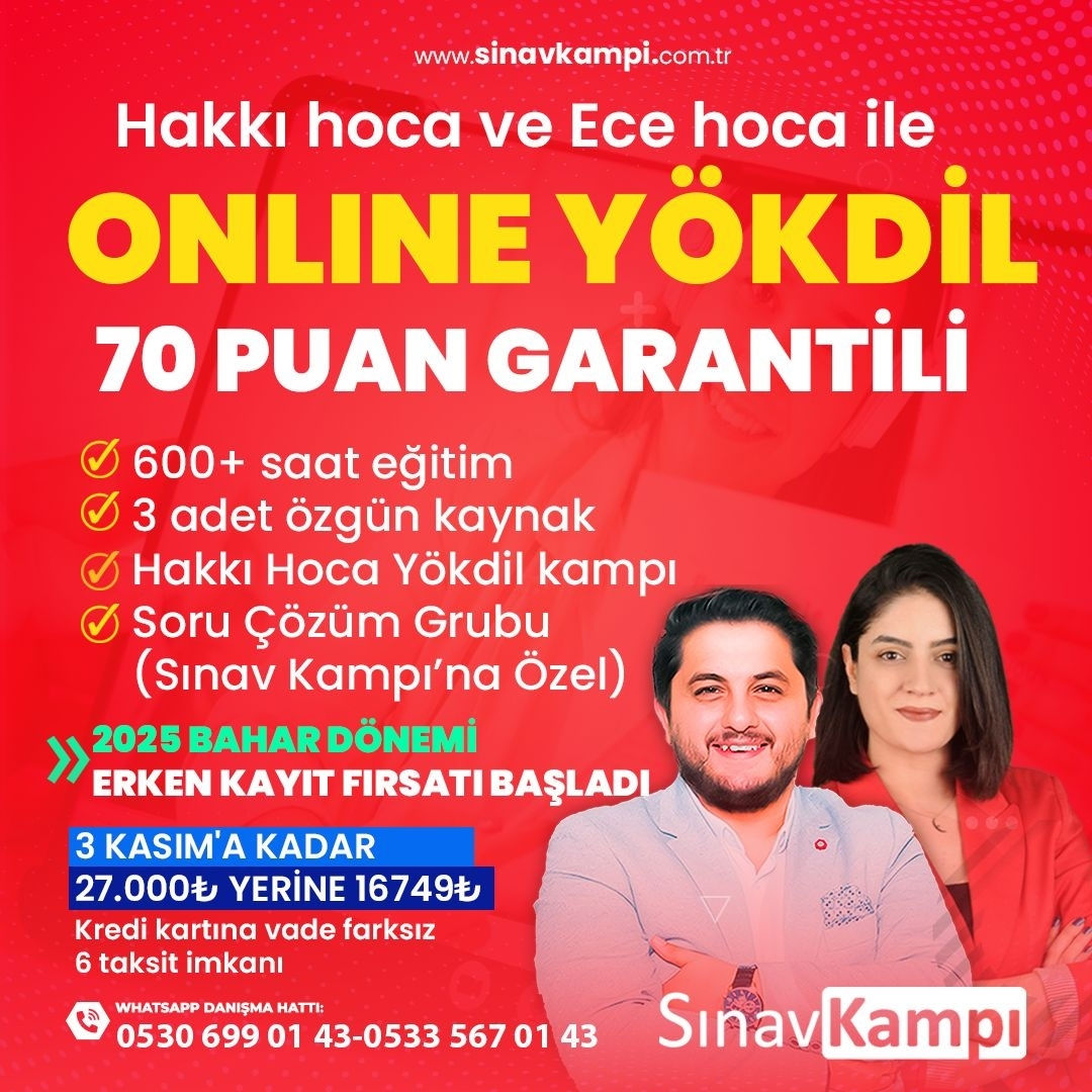 HAKKI HOCA VE ECE HOCA İLE 70 PUAN GARANTİLİ ONLINE YÖKDİL KURSU
