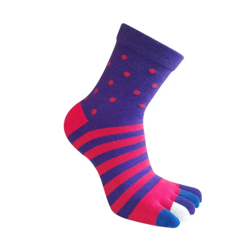 Thumbnail: Man Five Finger Socks Short Pure Cotton Striped Soft Business Casual Dress