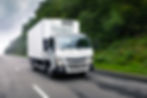 Cargo truck moving on road
