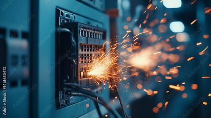 A broken electrical panel sparking