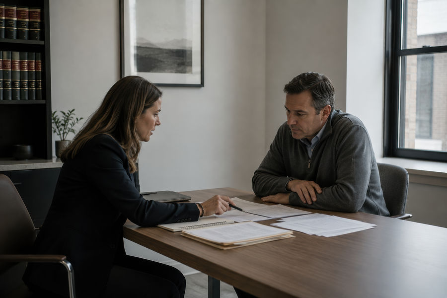 lawyer talking to the client