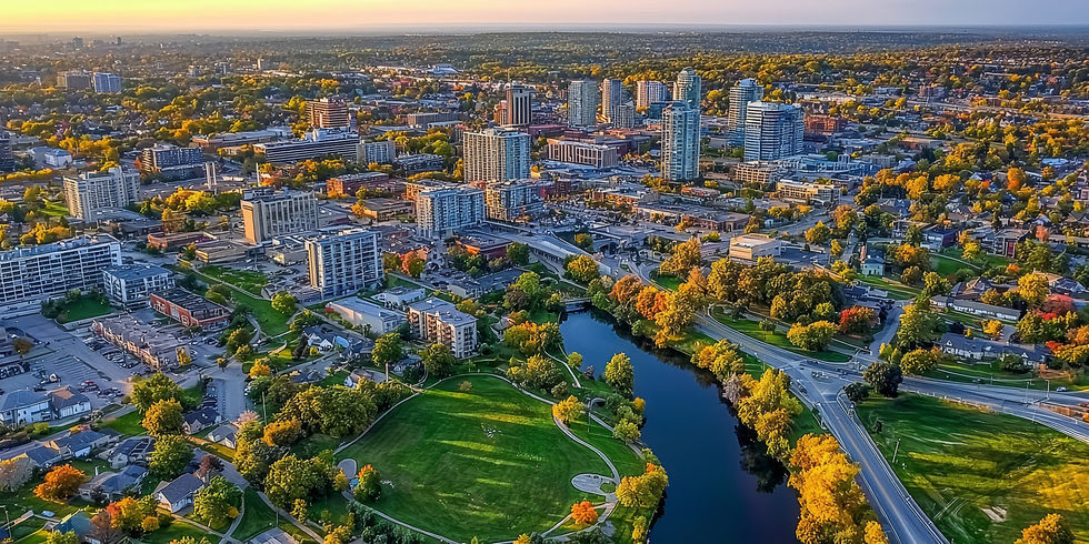 Aerial view of downtown Brampton