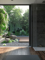 Stone veneers in the bathroom of a house