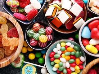Colorful array of different childs sweets and treats