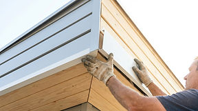 Installing aluminum composite panels on exterior wooden corners with fascia trim