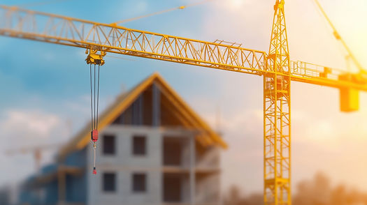 A construction crane towers over a building that is currently under construction, showcasing the development process