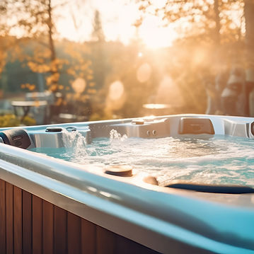 A bubbling hot tub in a backyard