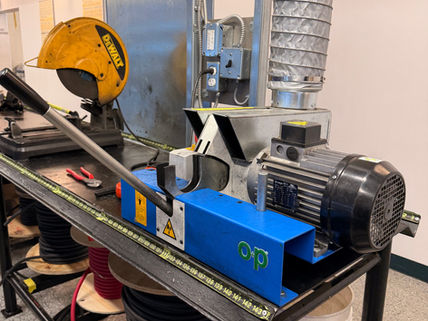 Wire cutting and dispensing machine in Veg Auto workshop area