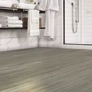 Bathroom flooring in a shade of green