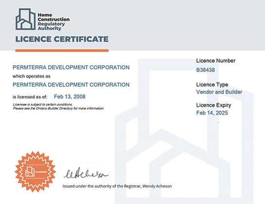 HCRA Licence Certificate