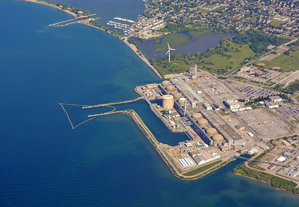 aerial view of the Pickering Nuclear Generating Station in Ontario Canada