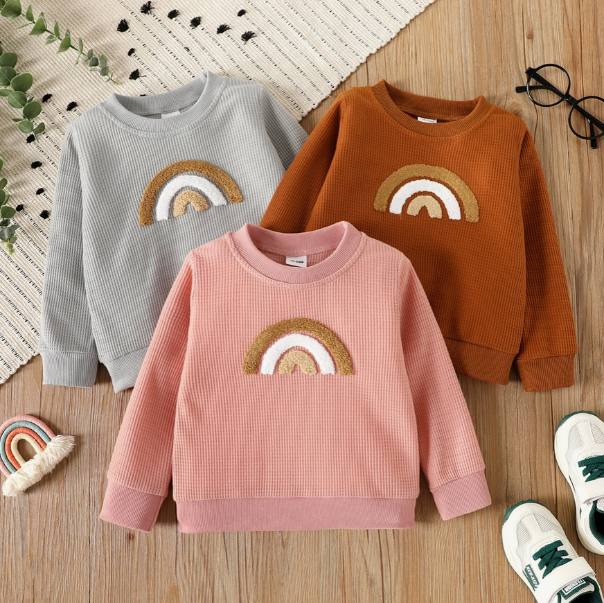 Rainbow Waffle Sweatshirt - Grey