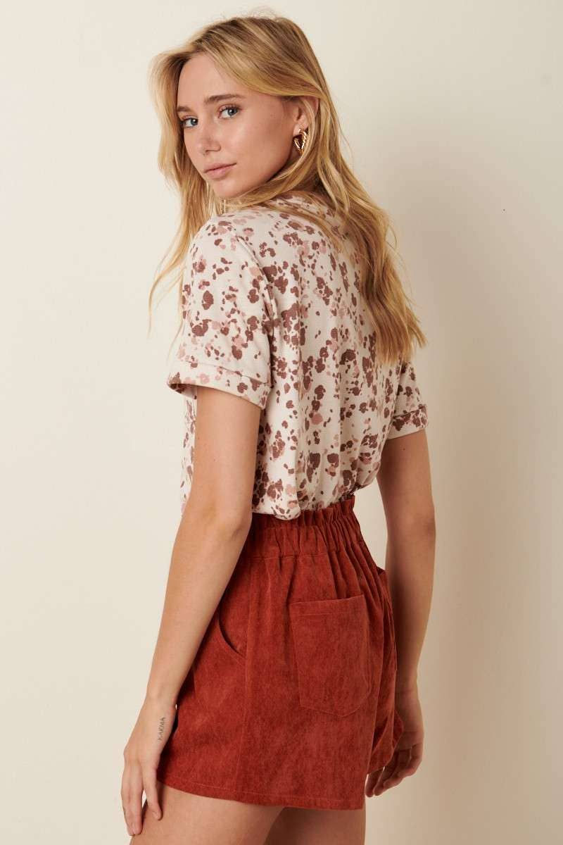 Thumbnail: SPLASH DOT PRINT KNIT TOP - RUST