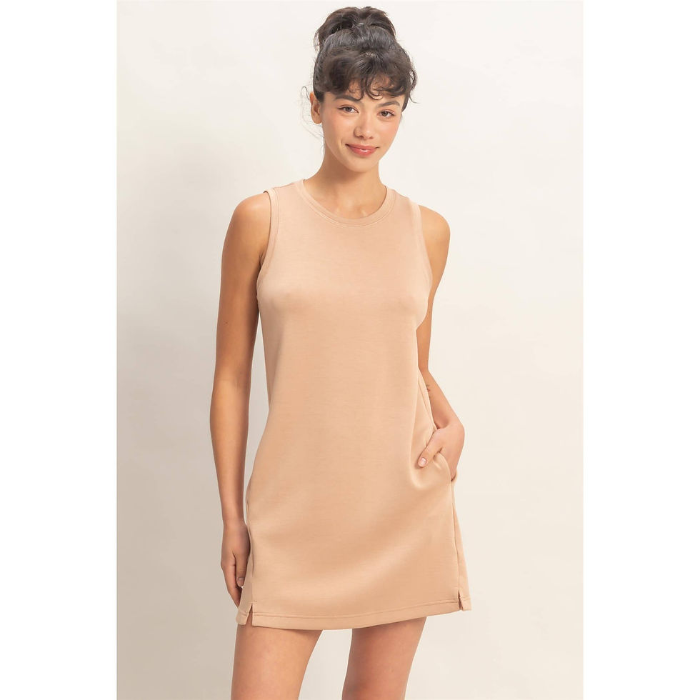 Thumbnail: Crew Tank Mini Dress - DARK TAUPE