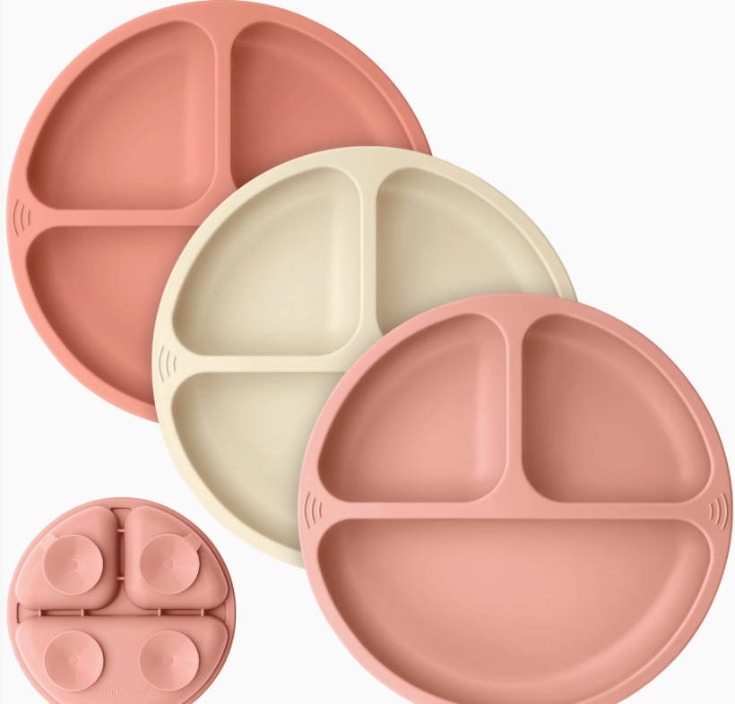 Set/3 KeaBabies Suction Plates - Roseate