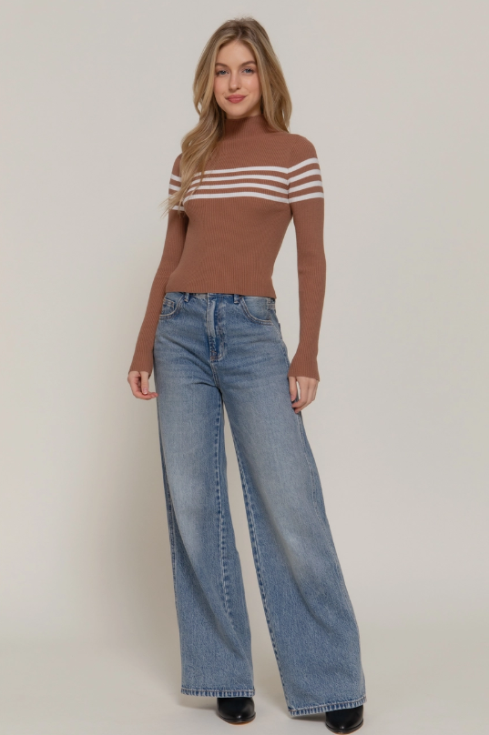 Thumbnail: Mock Neck Striped Top