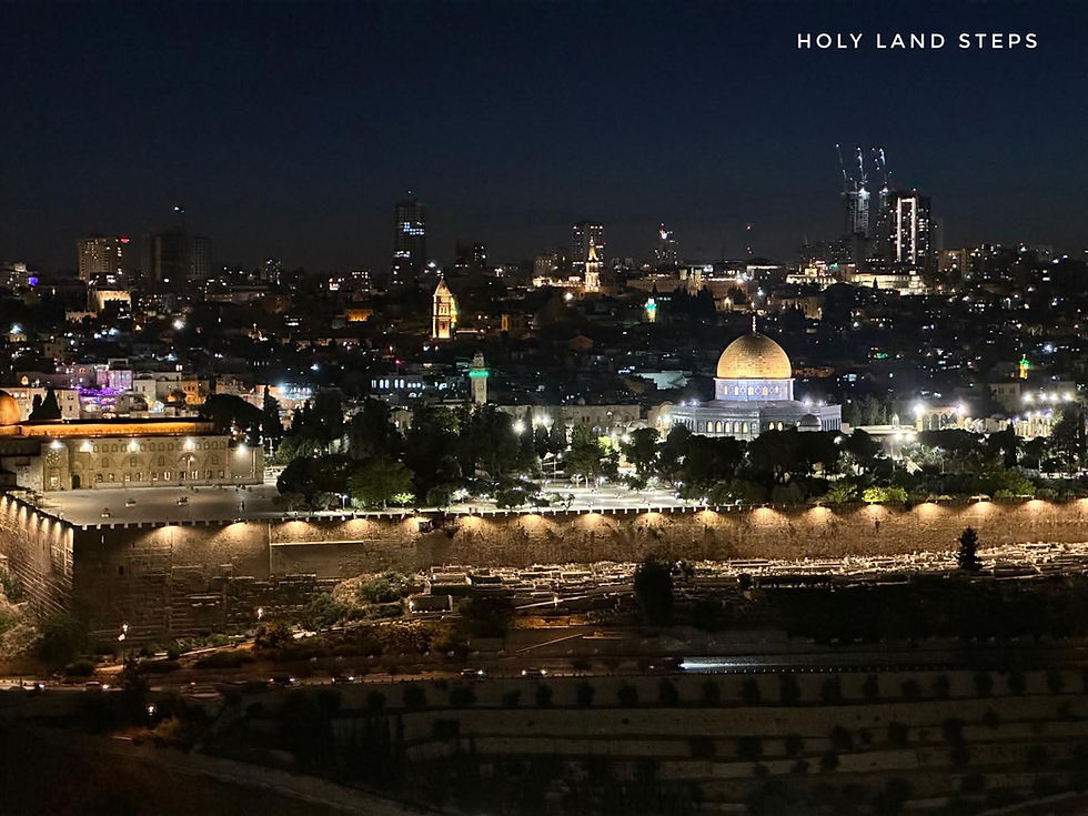 Jerusalem at night as seen from the Mt. of Olives