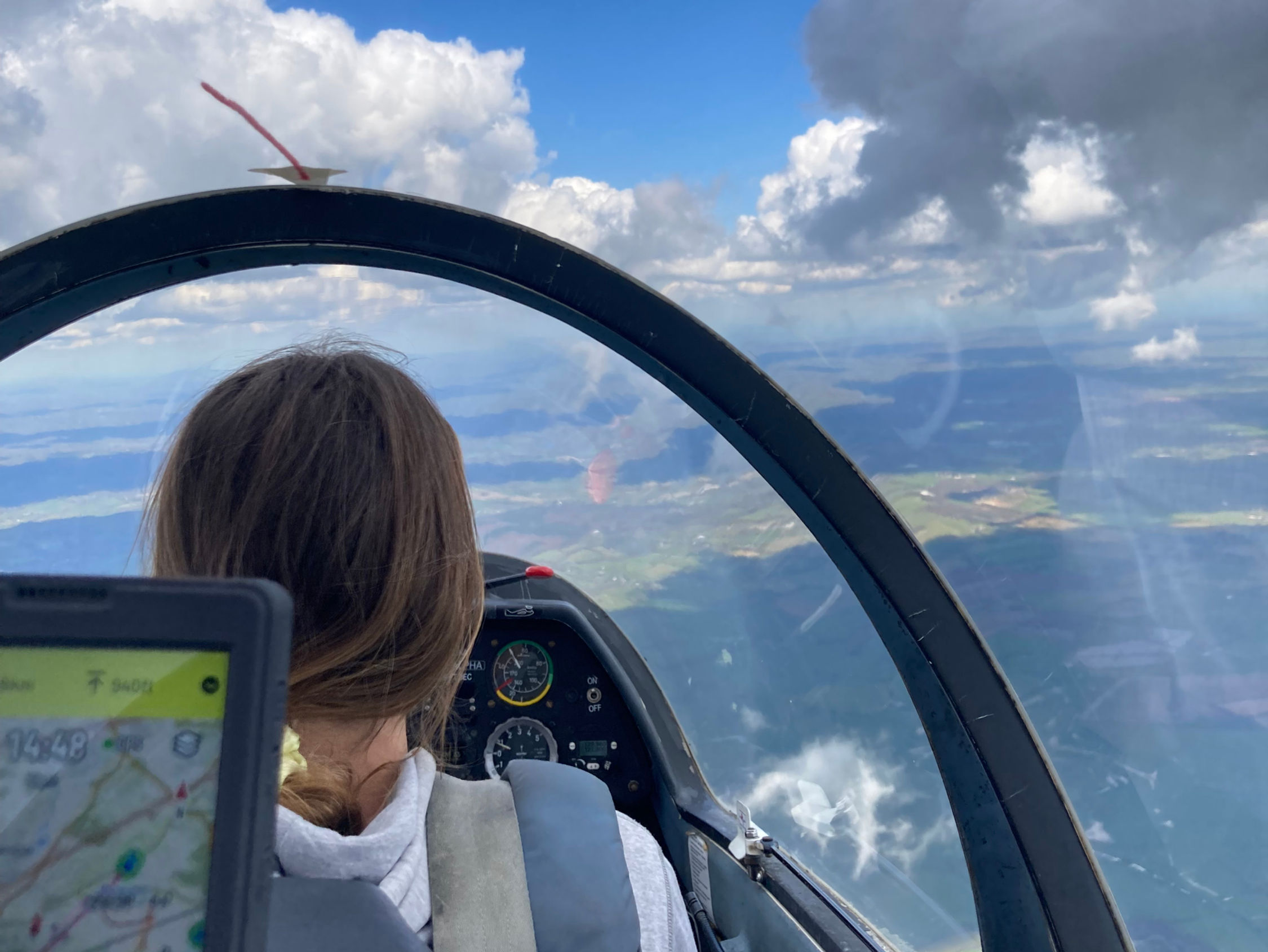 Female pilot learning to soar