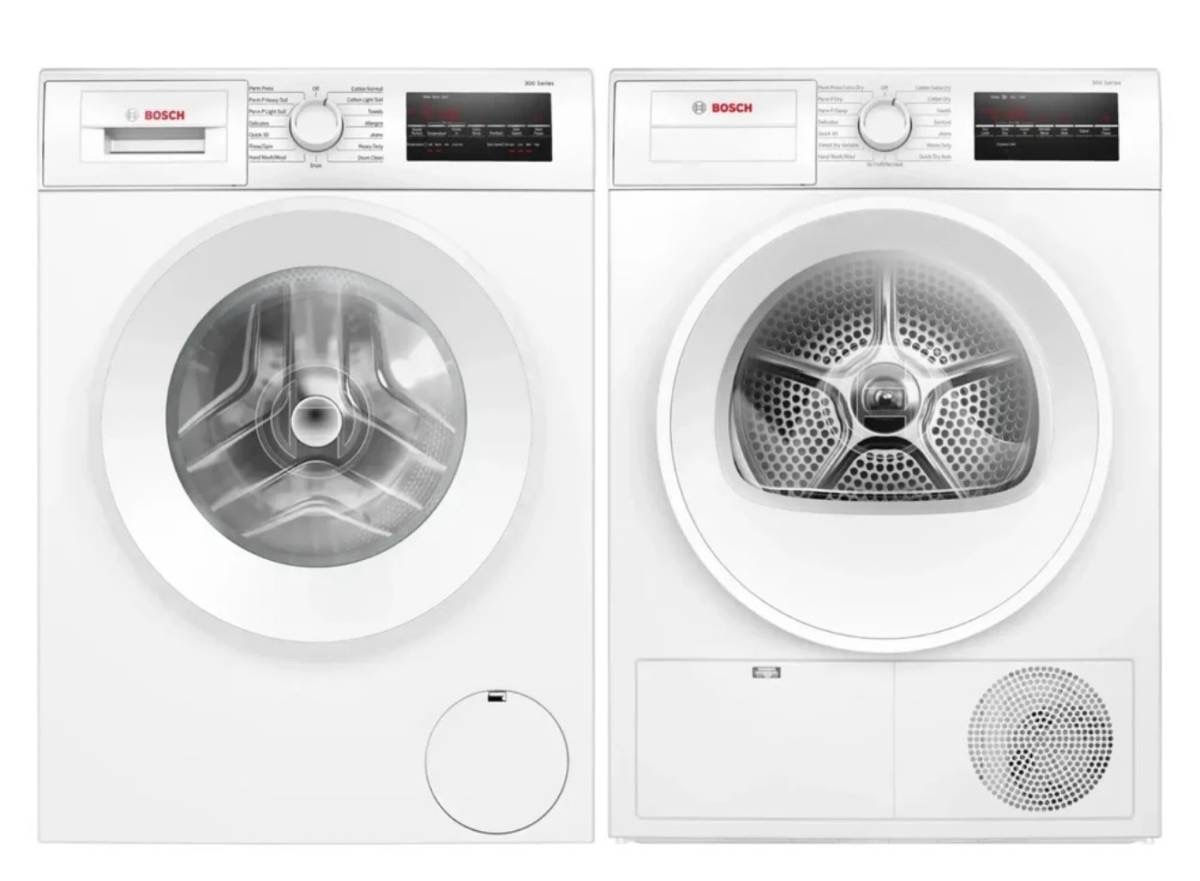 Bosch 24” Compact Washer/Heat-Pump Dryer Set – 300 Series