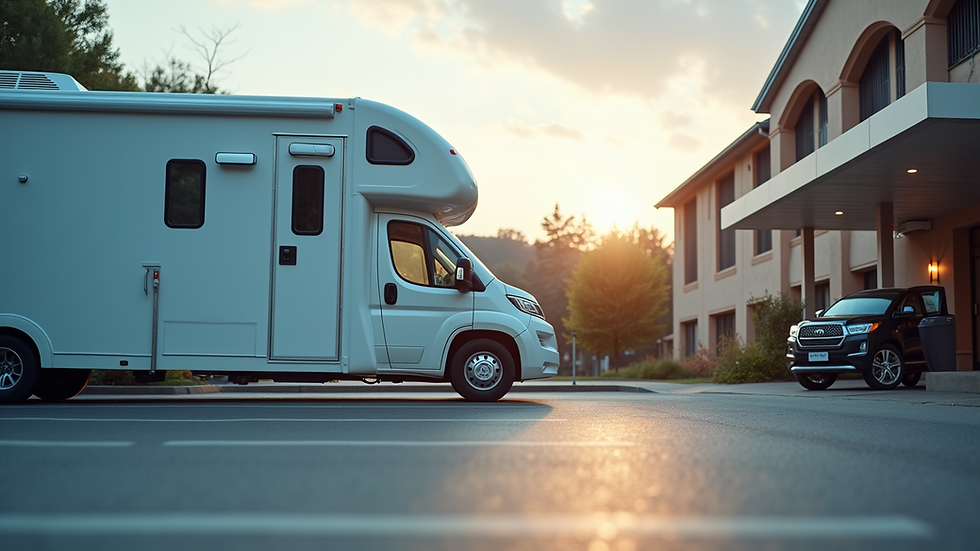 Eye-level view of a mobile wound care clinic parked outside a healthcare facility