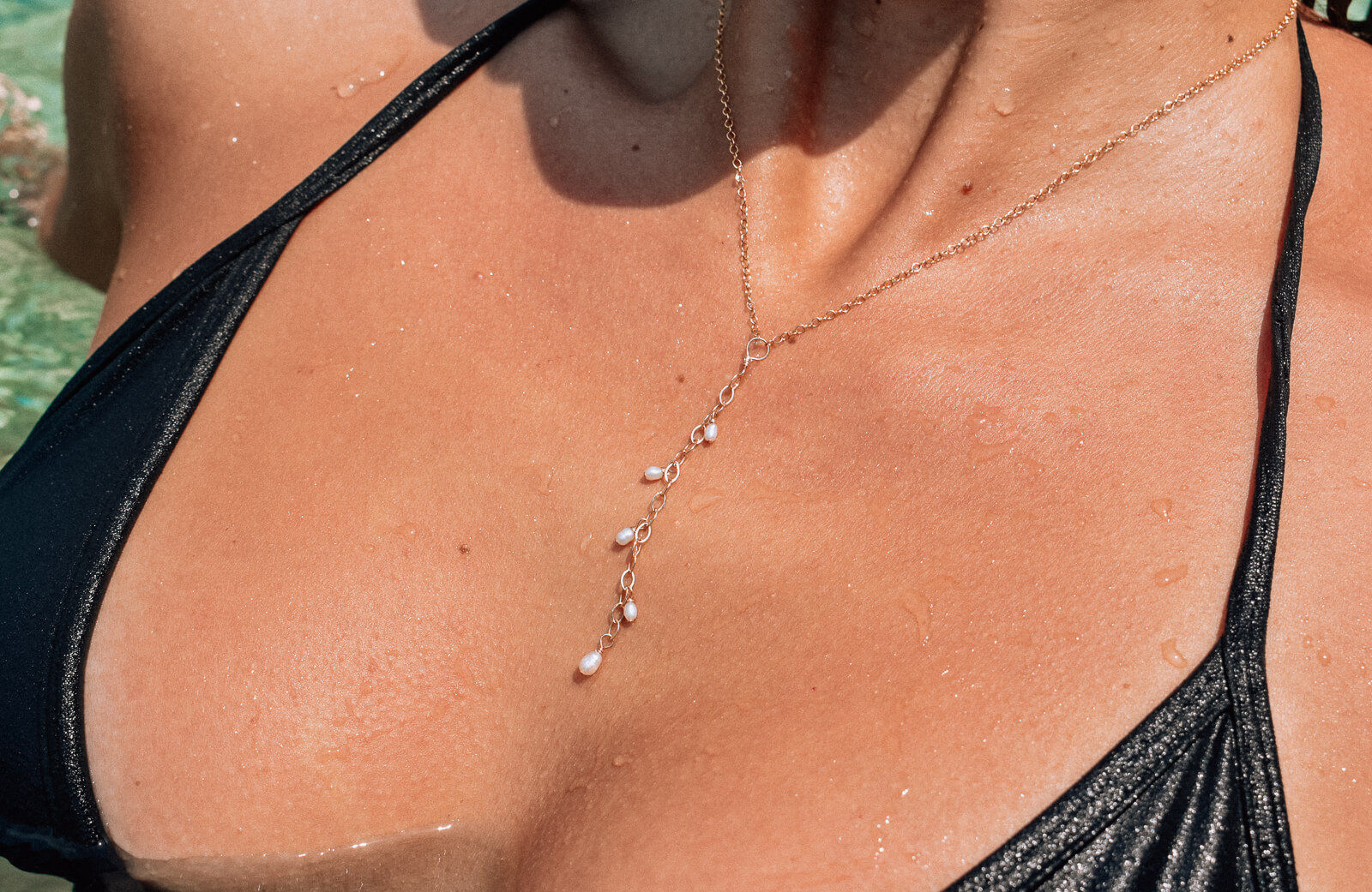 Dangling Rice Pearls Lariat Necklace