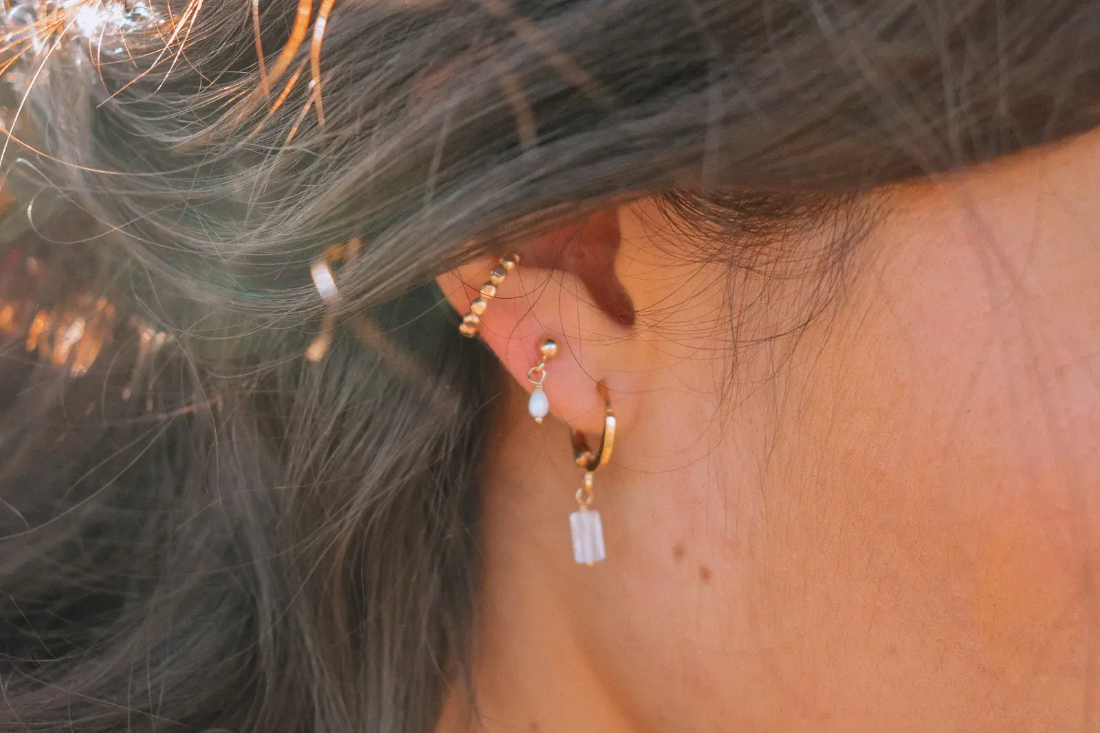 Circle Gold Cuff Earrings
