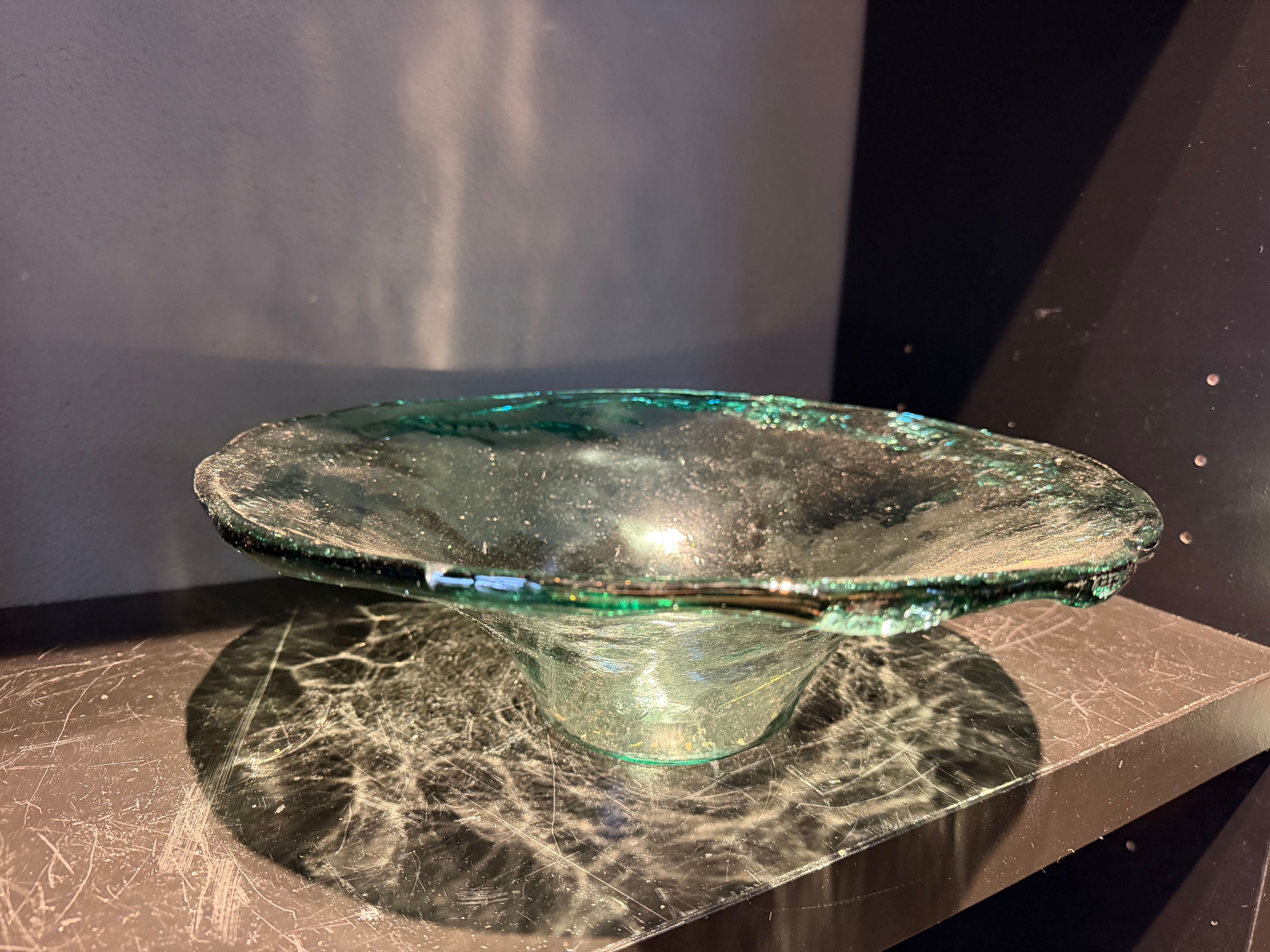 Glazen schaal recycled glas 40cm