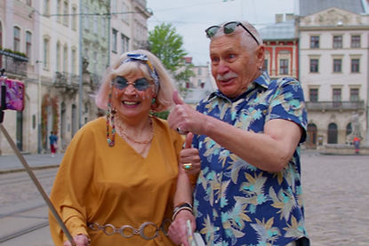 Man and woman talking a selfie