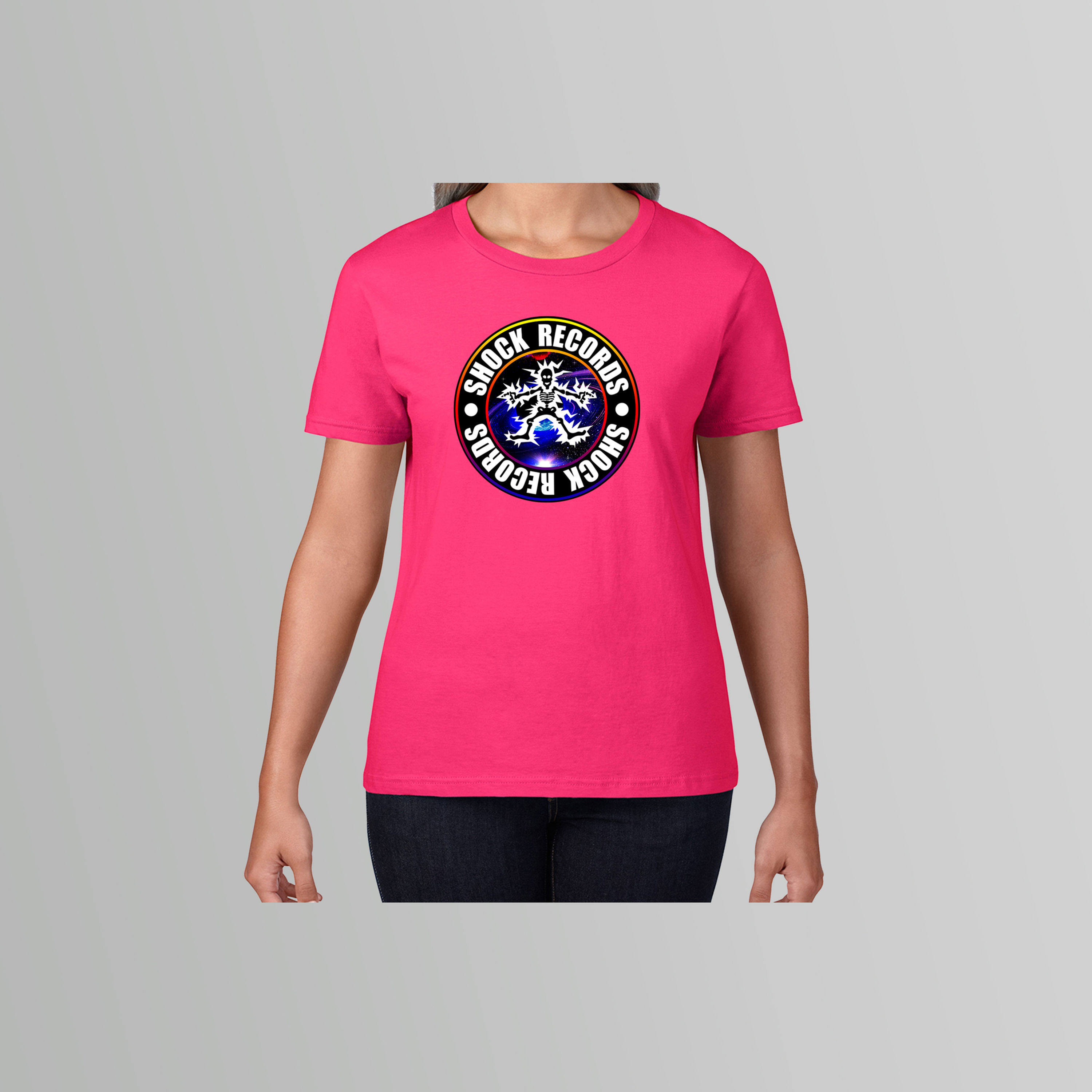 Shock Records Ladies T-Shirt Colour Logo (Various Colours)
