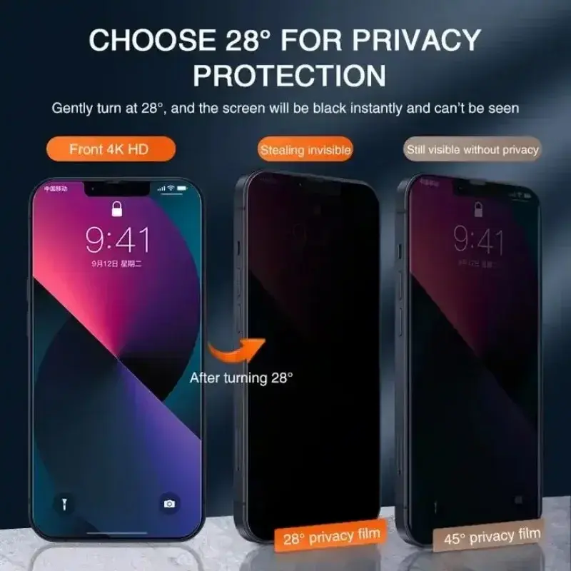 Thumbnail: Privacy Tempered Glass Screen Protector for iPhone 12–17 (1–5PCS)