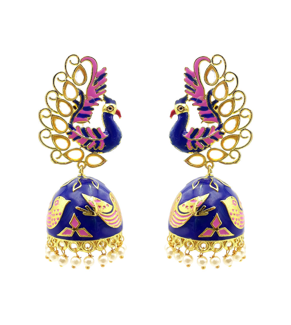 Thumbnail: SS-469 BEAUTUFUL ENAMEL PEACOCK JHUMKI