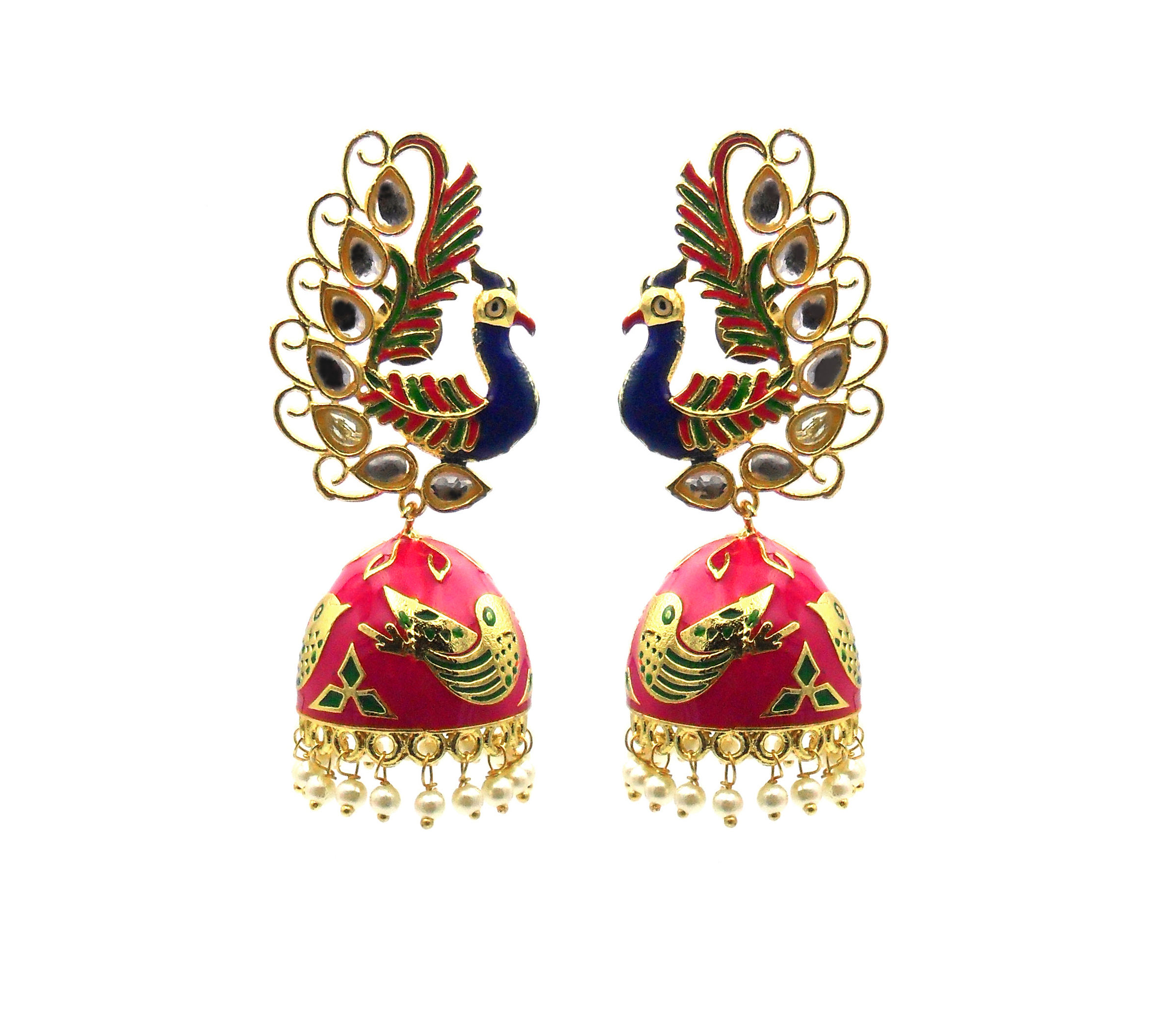 SS-469 BEAUTUFUL ENAMEL PEACOCK JHUMKI
