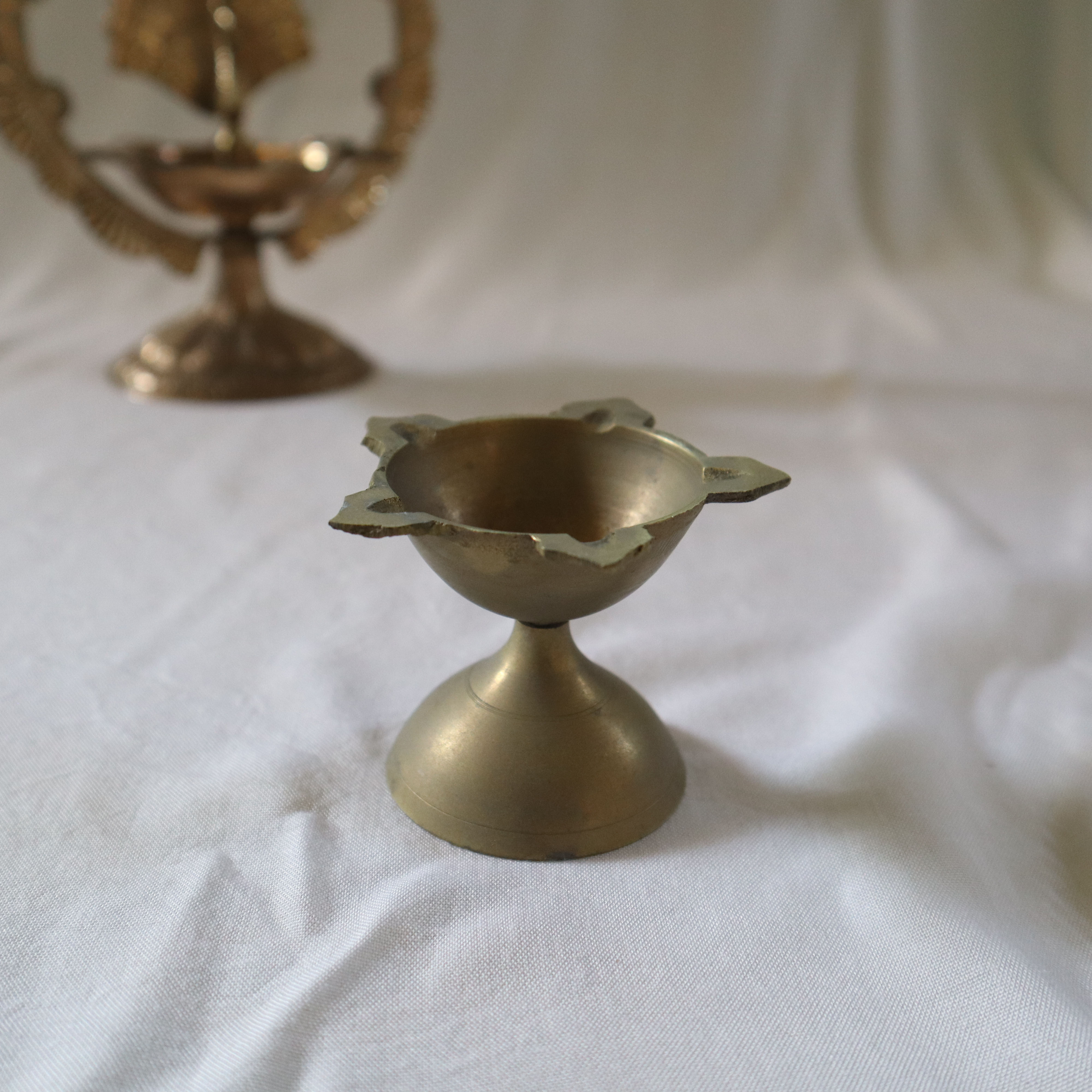 Vintage Panchmukhi Brass Diya - पंचमुखी पीतल दीया