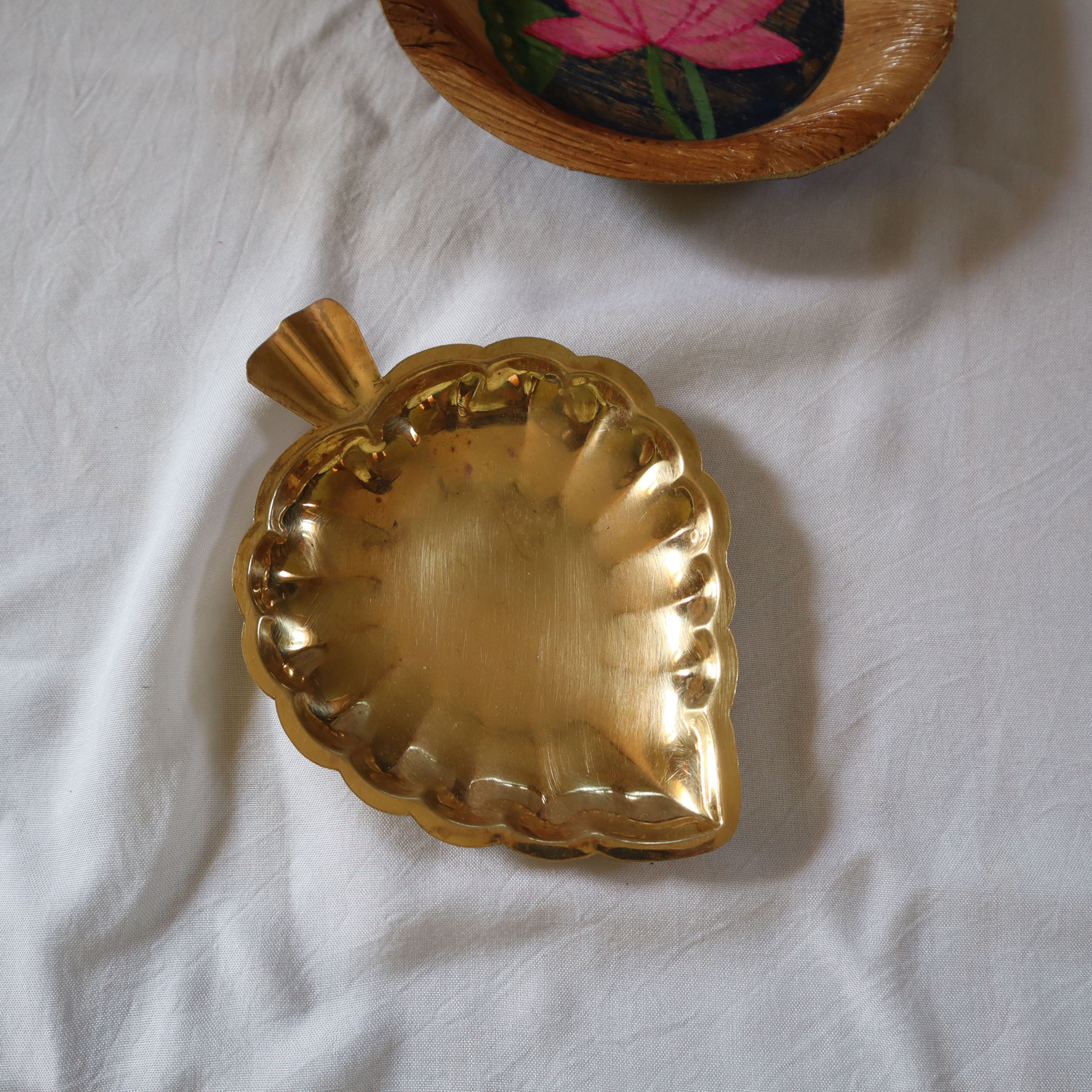 Tarnished Brass Leaf Plate