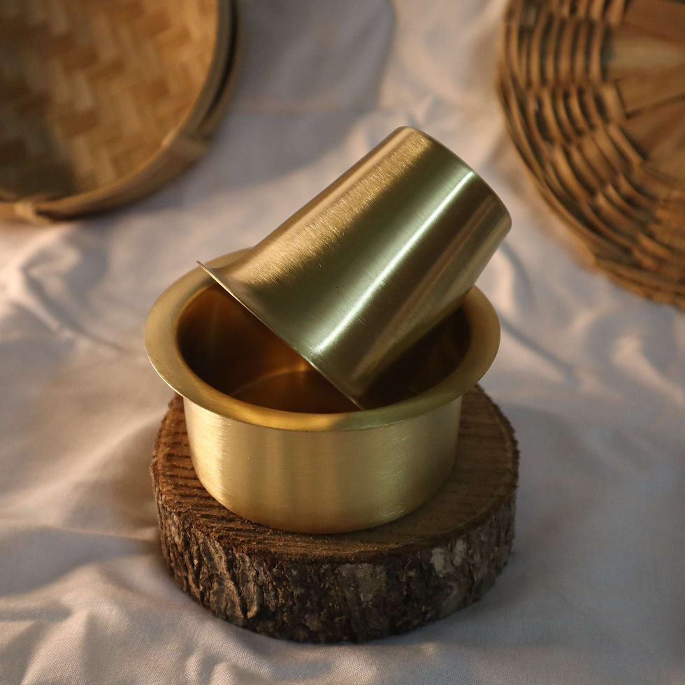 Thumbnail: Plain Brass Coffee Set (f) Matt finish- पीतल कॉफी सेट