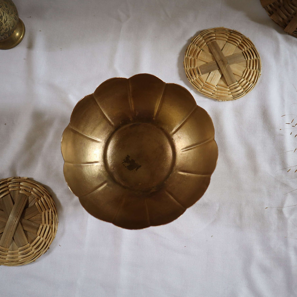 Thumbnail: Vintage Medium Brass Kamal Bowl (b)