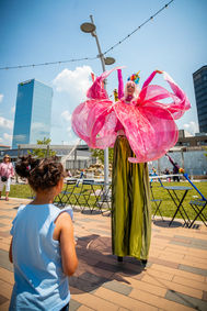Stilt Walkers dressed as Flower