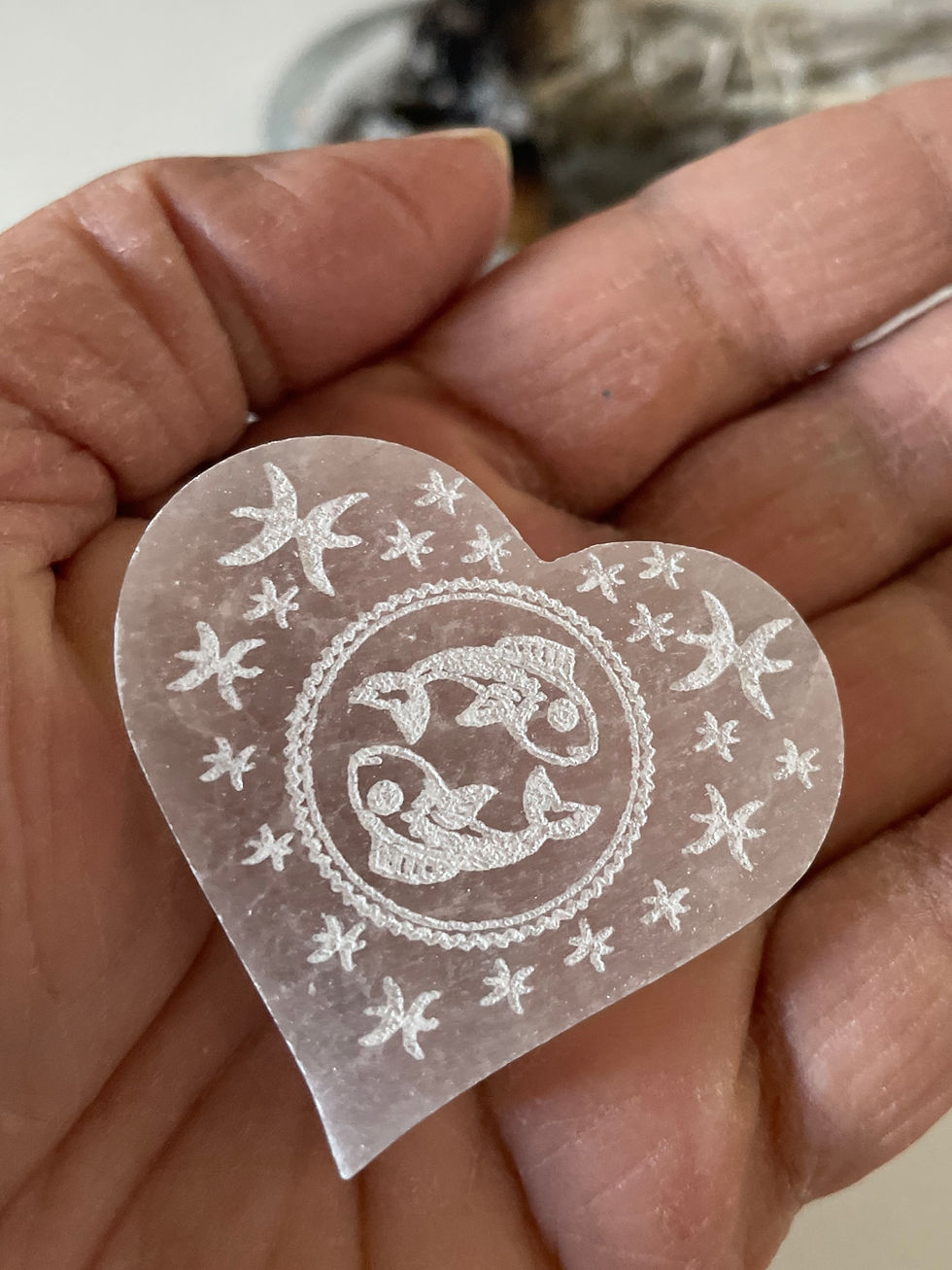 Miniature : Selenite Zodiac Heart
