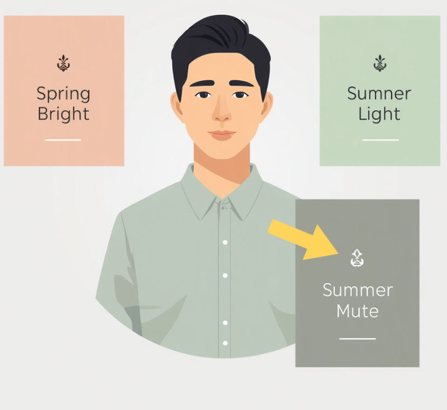 Muted green shirt for a male Summer Muted personal color result