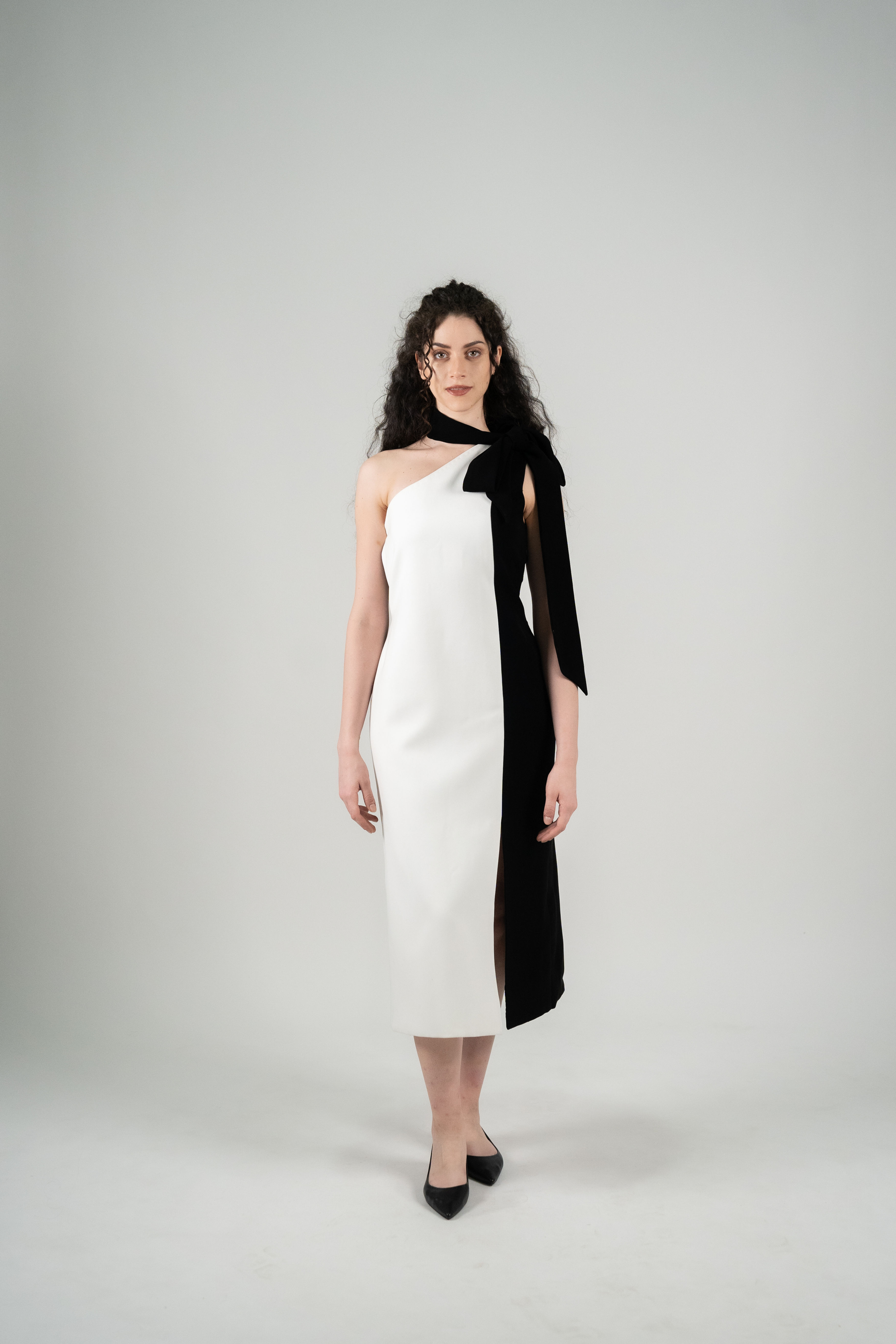 One Shoulder B\W Dress