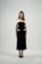 Strapless suiting midi dress