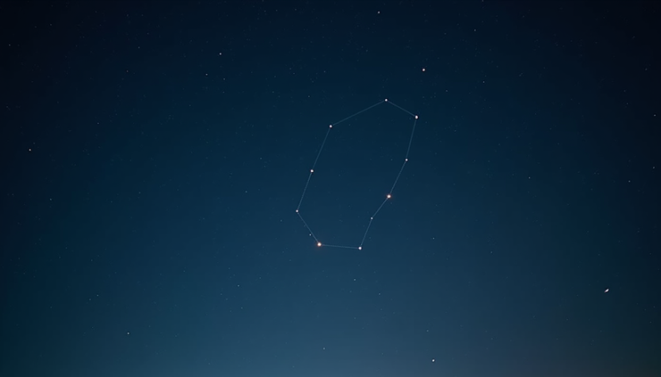Eye-level view of the Big Dipper constellation shining brightly in a clear night sky