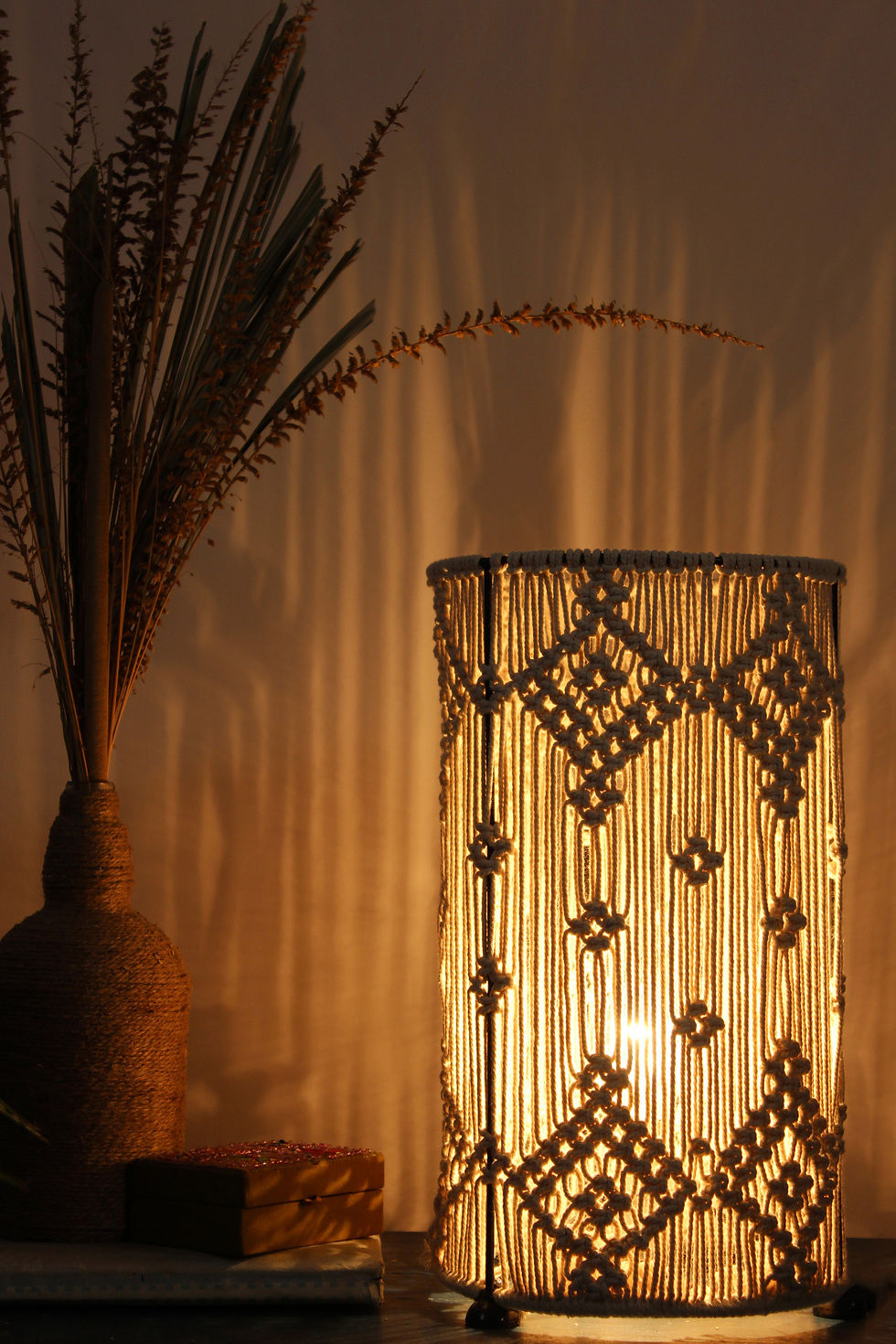 Rangoli Weave Handmade Macrame Lamp Lights on