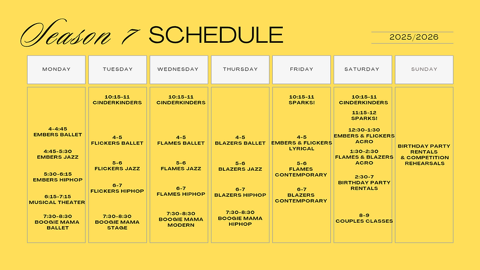 Season 7 Schedule